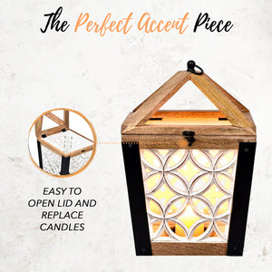 Lanterne à bougie en bois rustique avec lumière chaude bougeoir et pot de Noël et de Pâques pour la décoration de salon utilisation de fête - Product Image 4