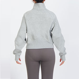 Venta al por mayor de poliéster algodón último diseño de media cremallera mujeres sudaderas con capucha para el invierno de las mujeres de moda nuevo estilo de ropa fabricante - Product Image 4