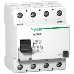 Interruttore Automatico Miniaturizzato Schneider Electric 16765, 4 Poli, 125A, Classe B, 300mA, Tipo RCCB a Corrente Residua - Product Image 1