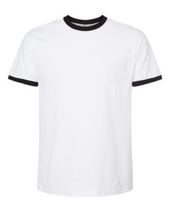 Tultex-Camiseta Fine Jersey Ringer-246 Logotipo personalizado Blanco/Negro Venta al por mayor 100% Algodón Color Block Dos camisetas para hombres - Product Image 4
