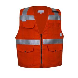 Gilet de sécurité d'enquête en coton orange haute visibilité non-ANSI - Product Image 5