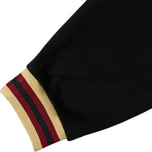 Veste universitaire Letterman en laine de couleur noire et rouge royale avec manches en cuir orange rouille téléchargées par Dress Sports - Product Image 6