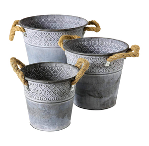 Mới Nhất <span class=keywords><strong>2025</strong></span> Trắng Rửa Mạ Kẽm Kim Loại Trồng Với Sợi Dây Thừng Xử Lý Cho Ngoài Trời Sân Vườn Sân Sau Trang Trí Nội Thất Hoa Trồng - Product Image 1