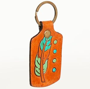 Hand Carved Tooled Leather Key Chains Cute Exotic Shape Leather Key Rings Tooled Leather Accessories Cute Key Chains for Unisex - Product Image 6