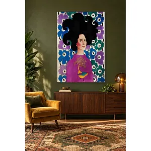 Impression sur toile Fida Woman Among Blue and Purple Flowers - Product Image 5