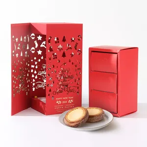 Donuts de chocolate personalizados/pastelería/hojaldre/caja de exhibición de galletas cartón de reciclaje laminación mate ventaja UV iluminación hueca roja - Product Image 1