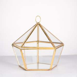 Attractive Gold Large <b>Glass</b> Jewelry Box Marvelous Design <b>Cylinder</b> Shape Jewelry Box for Hot Selling Wall Hanging Almirah Design - Product Image 4