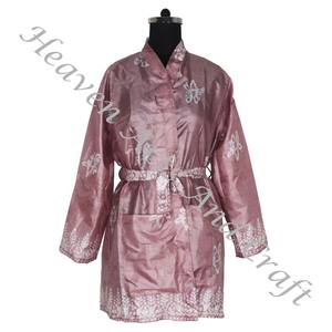 KS012 Bohemian Summer Vintage Sari <b>Kimono</b> Short Wrap Dress Sleeve Silk Robes <b>Women</b> Vintage Silk Sari Vintage Sari <b>Kimono</b> Short - Product Image 5