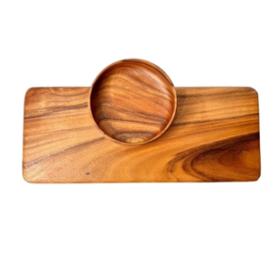 Plateau à chips et à sauce en bois de haute qualité avec coupelles à condiments, idéal pour les fêtes, les restaurants et les hôtels - Product Image 1