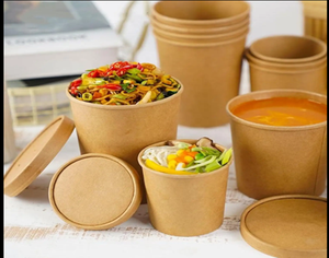 Prix raisonnables Récipient en papier kraft 580 ML 20 OZ couleur marron avec couvercle en papier Récipient d'impression uni et personnalisé à vendre - Product Image 3