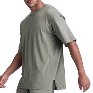 T-shirts de sport pour hommes, en coton 100%, à col rond, surdimensionnés, avec logo imprimé numérique personnalisé - Product Image 4