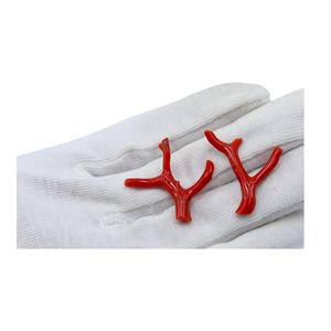 Combina un par de Coral rojo italiano Natural en forma de palo Coral pulido áspero para hacer joyas Piedra preciosa de Coral de calidad rara - Product Image 3