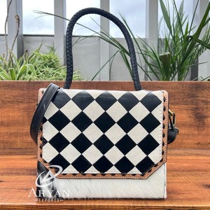 Nouveauté personnalisée, sac à main en cuir de vachette véritable à motif à carreaux pour femmes, sac de rangement de luxe fait main - Product Image 1