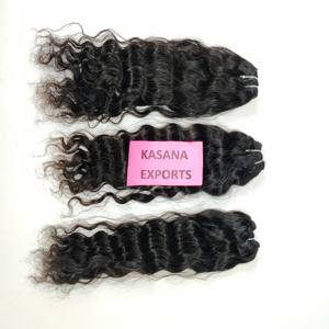 Indian 100% Virgin Natural Black Loose Deep Wave Machine Extensiones de cabello humano baratas de doble trama para mujeres - Product Image 2