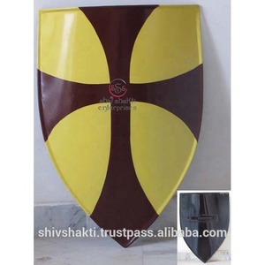 Khiên Chéo Thời Trung Cổ, Khiên Giáp, Khiên Chiến Binh Màu Vàng Và Đen Chất Lượng Cao - Product Image 4