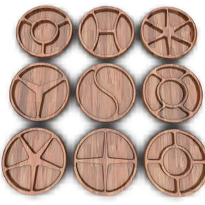 Assiette de service cnc, plateaux à collations, plat compartimenté, fichier vectoriel, plateau de service, fichier cnc pour bois, plan vectoriel, fichier cnc, - Product Image 1