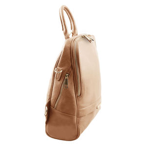 Mochila ecológica impermeable de nailon de cuero genuino de alta calidad OEM, moda, gran capacidad, cierre de cremallera, para viajes al aire libre - Product Image 3