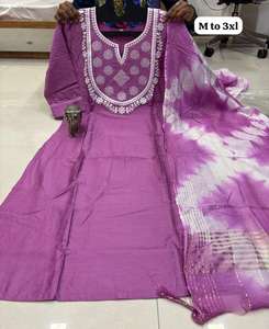 Venta caliente de muselina Chanderi de buena calidad con bordado Kurti y fabricante Dupatta DE LA India a la tarifa más baja - Product Image 2