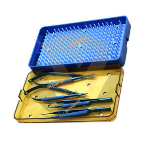 Juego de Microcirugía Oftálmica de Titanio Azul Superior, Portaagujas Manual, Tijeras y Pinzas, Herramienta para Cirugía de Cataratas - Product Image 3