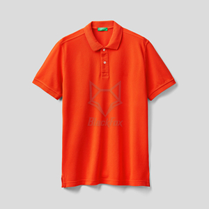 เสื้อโปโลแขนสั้นสีส้มสำหรับผู้ชาย ผ้าฝ้ายอ๊อกซ์ฟอร์ด 100% สวมใส่สบาย สีพื้น ระบายอากาศได้ดี ดีไซน์โลโก้ด้านหน้า - Product Image 4