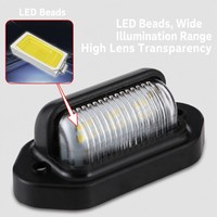 Feu de plaque d'immatriculation à 6 LED, feu de position latéral arrière, 12V, blanc, ABS électroplaqué, feu d'avertissement arrière pour camion, remorque, poids lourd