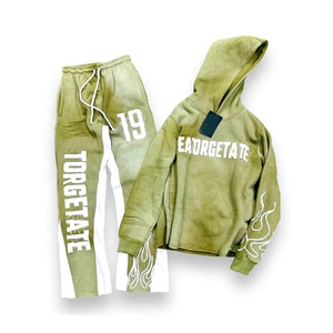 Conjunto de Dos Piezas de Pantalones Deportivos y Sudadera con Capucha de Invierno, Ajustados, con Logotipo Bordado Personalizado, para Hombre - Product Image 1