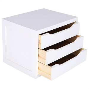 WELL HOME Cassettiera in Legno Bianco con 3 Cassetti 40x30x29cm - Product Image 5