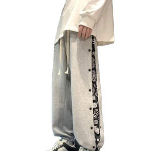 Pantalon de survêtement pour homme 100% coton, taille mi-haute, logo brodé, décontracté, ample, en molleton, style streetwear, séchage rapide, écologique, élastique - Product Image 3