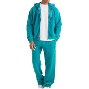 OEM personnalisé 420 Gsm fermeture éclair sweats à capuche et pantalons de survêtement surdimensionné ample Streetwear fabricant de survêtements hommes et femmes costume de sport - Product Image 1