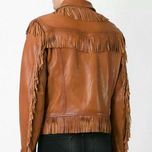 Ajuste cómodo de manga larga con cremallera PU cuero occidental chaquetas de cuero logotipo personalizado impresión flecos cuero elegante prendas de vestir hombres - Product Image 3