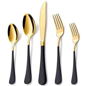 Gold Stainless Steel Cutlery Set Modern <b>Flatware</b> for Restaurant Hotel Home Use Dishwasher Safe High Quality Finish - Product Image 2