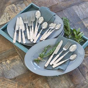 Ensemble de couverts en métal attrayant avec poignée en résine blanche plaqué argent pour la maison et le restaurant ensembles de couverts de vaisselle de table - Product Image 5