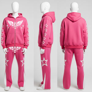 Nueva Colección 2026, Conjunto Deportivo de Sudadera con Capucha y Cremallera, Estilo Urbano, Pantalones Deportivos Acampanados con Lavado Ácido Vintage - Product Image 1