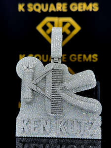 Pendentif personnalisé Moissanite VVS, pendentif Moissanite personnalisé, pendentif Moissanite VVS Barber personnalisé, bijoux en Moissanite Hip Hop en argent - Product Image 4