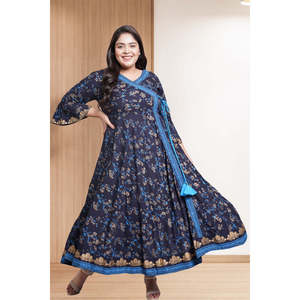 Blusa y camisa elegante con estampado floral de rayón Angarakha Kurta para mujer - Product Image 5