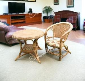 Modern Furniture Outdoor <b>Rattan</b> Chair <b>Table</b> 2 Piece Patio Beige Wicker <b>Rattan</b> Chair & <b>Table</b> Set <b>Rattan</b> Wicker <b>Garden</b> Furniture - Product Image 1