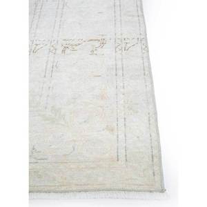 Tapis en laine noué à la main vintage ivoire Pae-558, design floral classique rectangulaire pour la décoration de la maison et du salon - Product Image 4