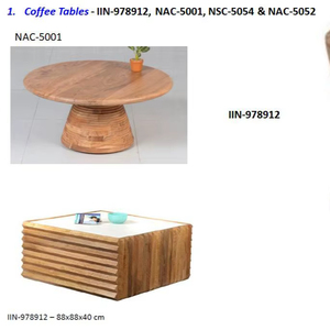 Table basse ronde en bois de manguier massif 100% naturel au design classique moderne personnalisable pour le salon - Product Image 5