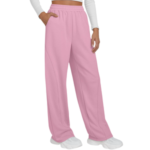 กางเกงวอร์มขาบานเอวยางยืดระบายอากาศได้ดีของผู้หญิงสีพื้นสำหรับฤดูหนาว - Product Image 3