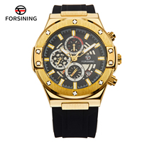 Forsining Montre Mécanique Squelette d'Affaires Classique Élégante et Personnalisée avec Logo Date Montre Automatique Résistante à l'Eau de 43.8mm pour Hommes