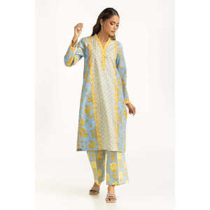 Conjunto de Dos Piezas para Mujer, Color Azul Cielo, Estampado Cambric, Diseño sin Cuello, Tela Crepé, Largo por Encima de la Rodilla, para Primavera/Verano - Product Image 3