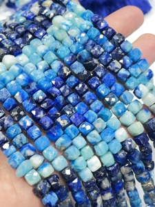 Cuentas de piedra con forma de caja facetada afganita natural 5-6mm tamaño 8 pulgadas hebra - Product Image 3