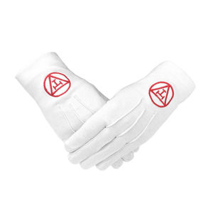 Master Mason Lodge Guantes de cuero con bordado cuadrado y brújula Freemason Regalia Ribbon Fabric Lodge - Product Image 5