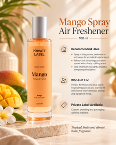 Désodorisant en spray à la mangue en marque blanche 100ml OEM |   Spray d'ambiance tropical instantané pour la maison |   Espagne UE - Product Image 3