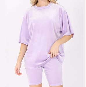 Top Selling Good Quality <b>Pink</b> Color O-Neck T-Shirt & Short Set Sweat <b>Suit</b> Breathable 2 Pieces Yoga Tracksuit Gym Wear Summer Set - Product Image 5