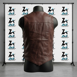 Gilet en cuir d'hiver sur mesure, durable, à boutons, de qualité supérieure, design tendance, très vendu pour hommes - Product Image 3