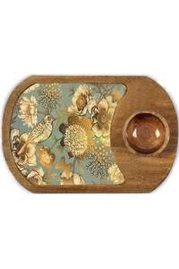 Bandeja decorativa de madera de mango con diseño de madera Bandeja de plato para servir desayuno otomano Bandeja para servir - Product Image 6