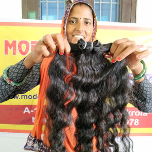 Paquetes sin procesamiento químico, cutícula de cabello virgen alineada, cabello humano de templo indio ondulado crudo de color natural de la mejor calidad - Product Image 5
