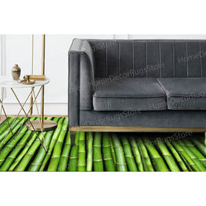 Tapis imprimé motif nature - Vert ferme, arbre en bambou 3D pour intérieur, avec poils doux - Product Image 3