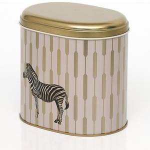Lata Metálica Kontensan Safari Zebra de 1.4L, Turquía, 140x120x130mm, Forma Ovalada, Diseño de Cebra - Product Image 4